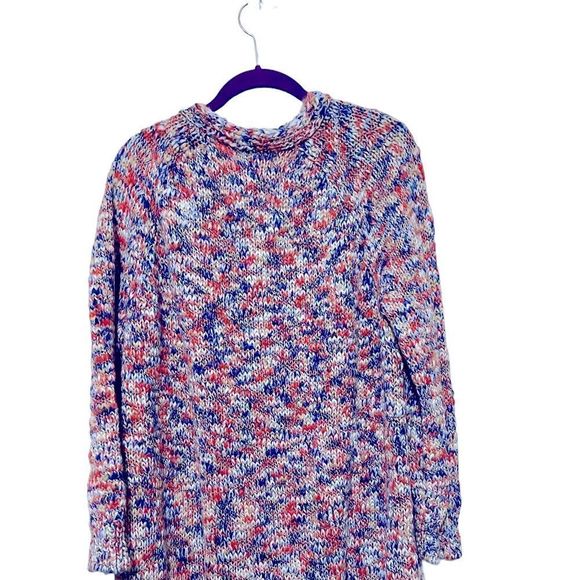 Lou & Grey Blue Space Dye Marled V-Neck Sweater - Picture 5 of 8